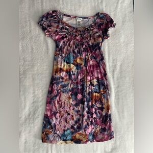 Zunie girls size large Floral Ruffle Dress tie dye